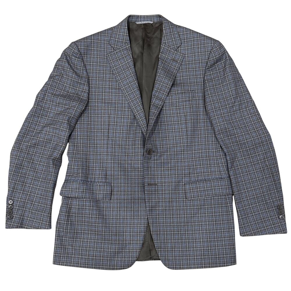 Canali 1934 Wool Two Button Blazer Sport Coat Jacket Blue Gray Check 42R Italy